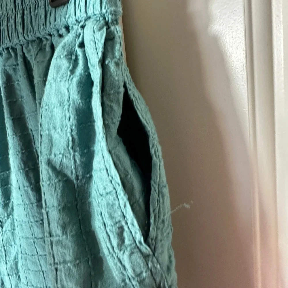 NWT MIRTH Field Top & Shorts Set Womens Small Teal Stitch Cotton Handmade Boho - Picture 10 of 11